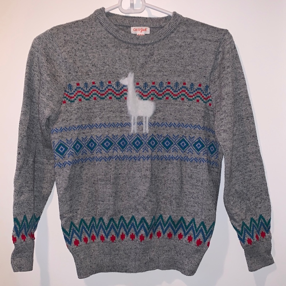 Gray fair isle sweater  *with llama 🦙